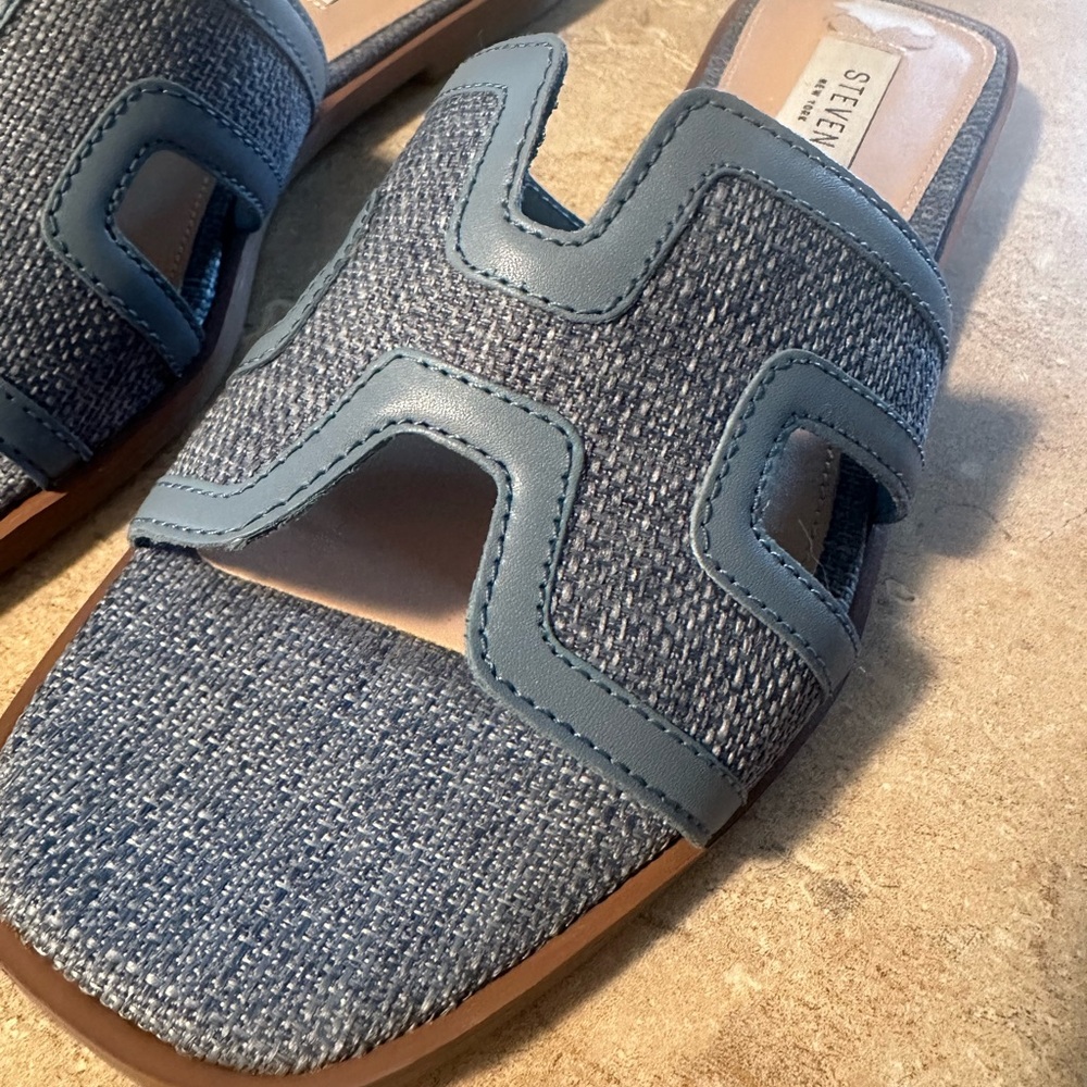 Steven By Steve Madden Blue Woven Slide Sandals